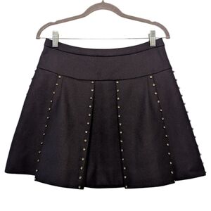 J.Crew Embellished Pleated Wool Mini Skirt | Waist 29" | Size 4 | Black | Lined